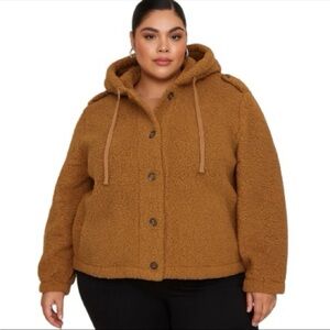 Blu Pepper /Perch Women's Camel Hooded Teddy Jacket Plus Size Size 3 XL NWOT